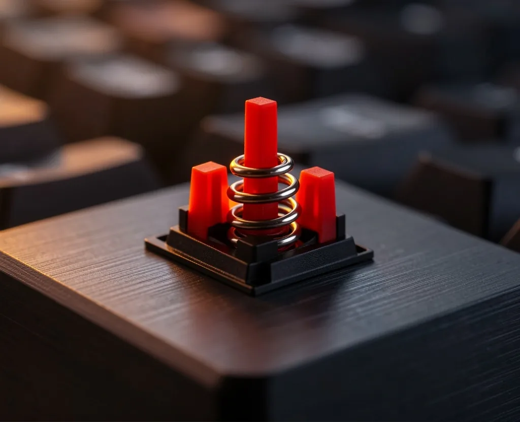 Interruptor mecánico de teclado en primer plano