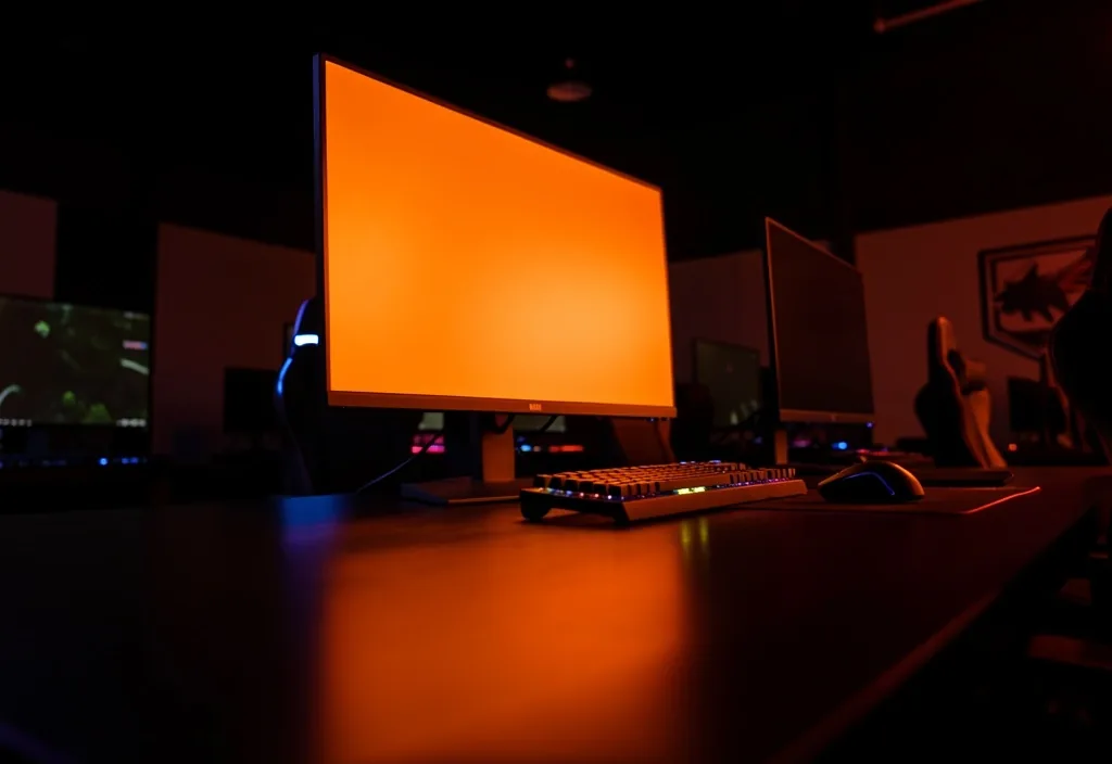 Pantalla de monitor de alto rendimiento en ambiente oscuro